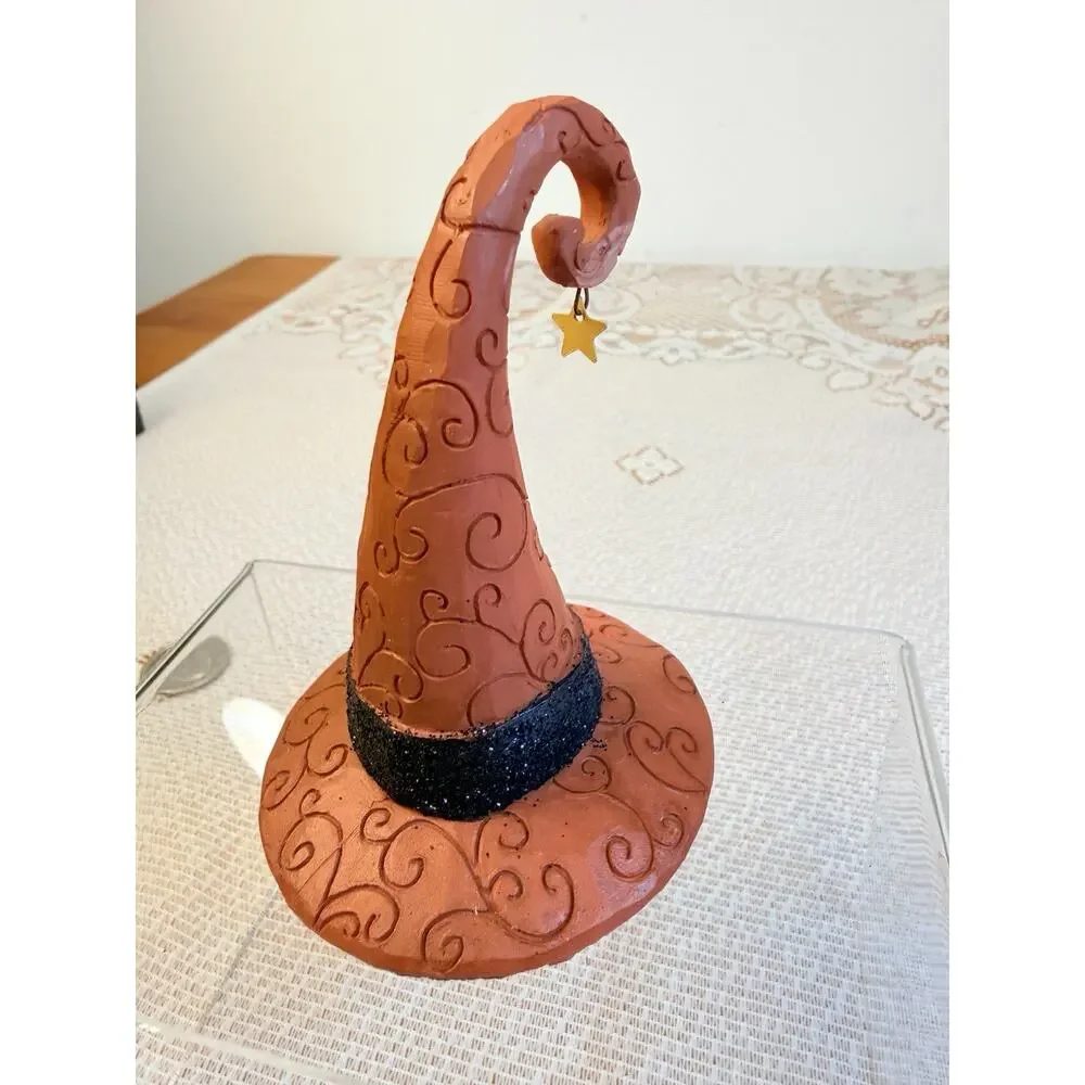 Blossom Bucket Tina Ledbetter Halloween Witch Hat Figurine Yellow Star Charm